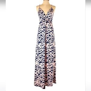 Navy and pink maxi dress